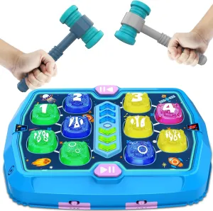 Hammer Mole Game Toy for Toddlers, Toys for 3 4 5 6  Year Old Boys/Girls, Interactive Educational Pounding Toys with 2 Hammers, Sound & Light, PK Mode, Birthday Xmas Toy Gifts for Kids Age 3 4 5 6 