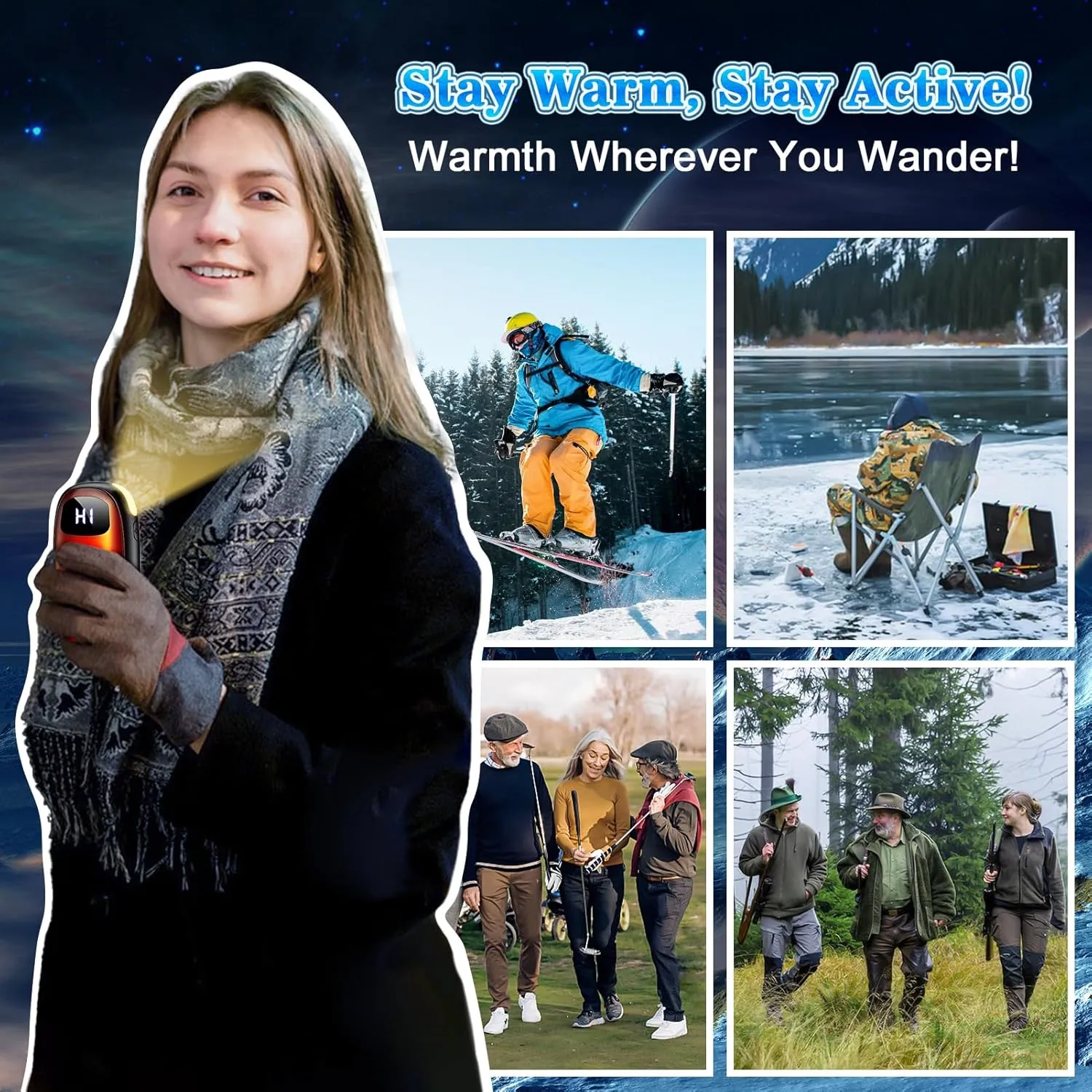 Hand Warmers Rechargeable - 2 Pack Electric Hand Warmers 14000mAh, 16 Hrs Warmth Dual-Sided Heating Max 131℉, 4 Heating Levels Battery Operated Pocket Heater for Raynauds, Hunting, Golf, Camping