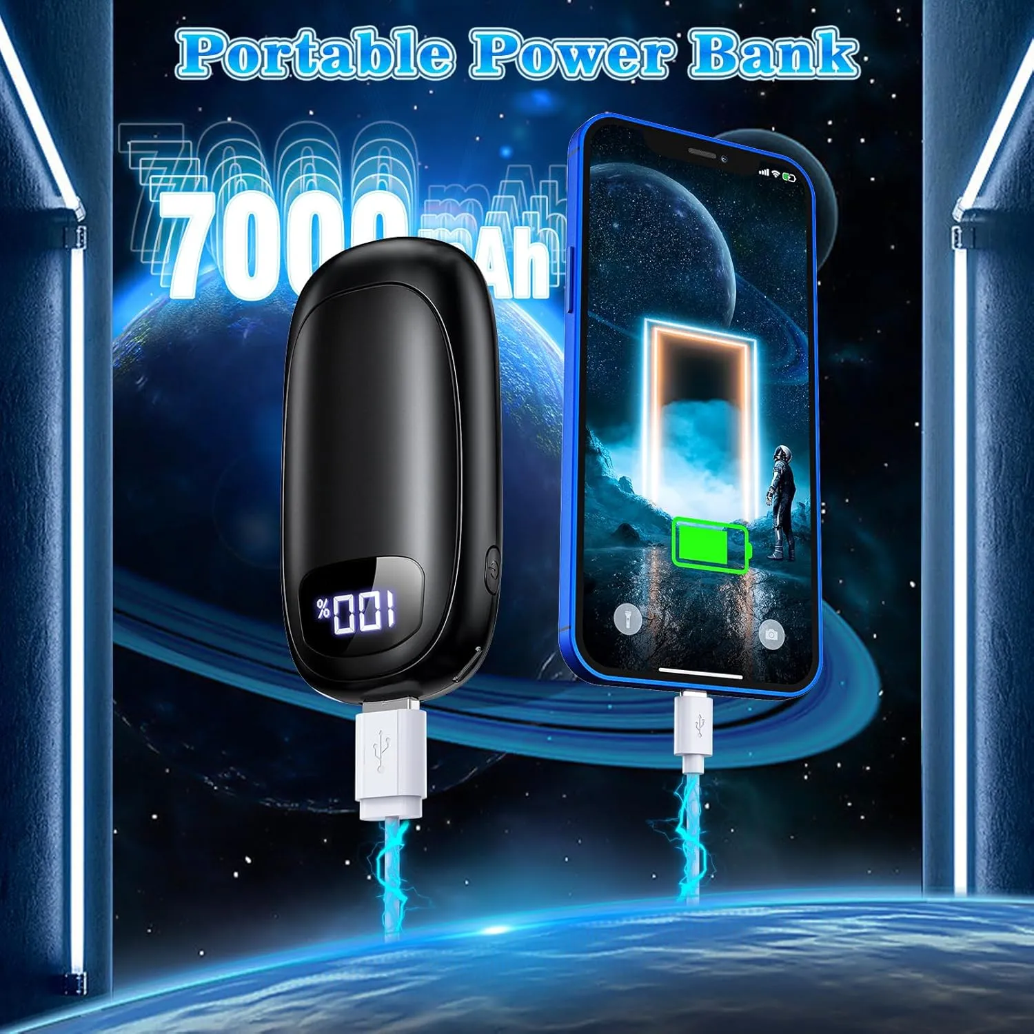Hand Warmers Rechargeable - 2 Pack Electric Hand Warmers 14000mAh, 16 Hrs Warmth Dual-Sided Heating Max 131℉, 4 Heating Levels Battery Operated Pocket Heater for Raynauds, Hunting, Golf, Camping