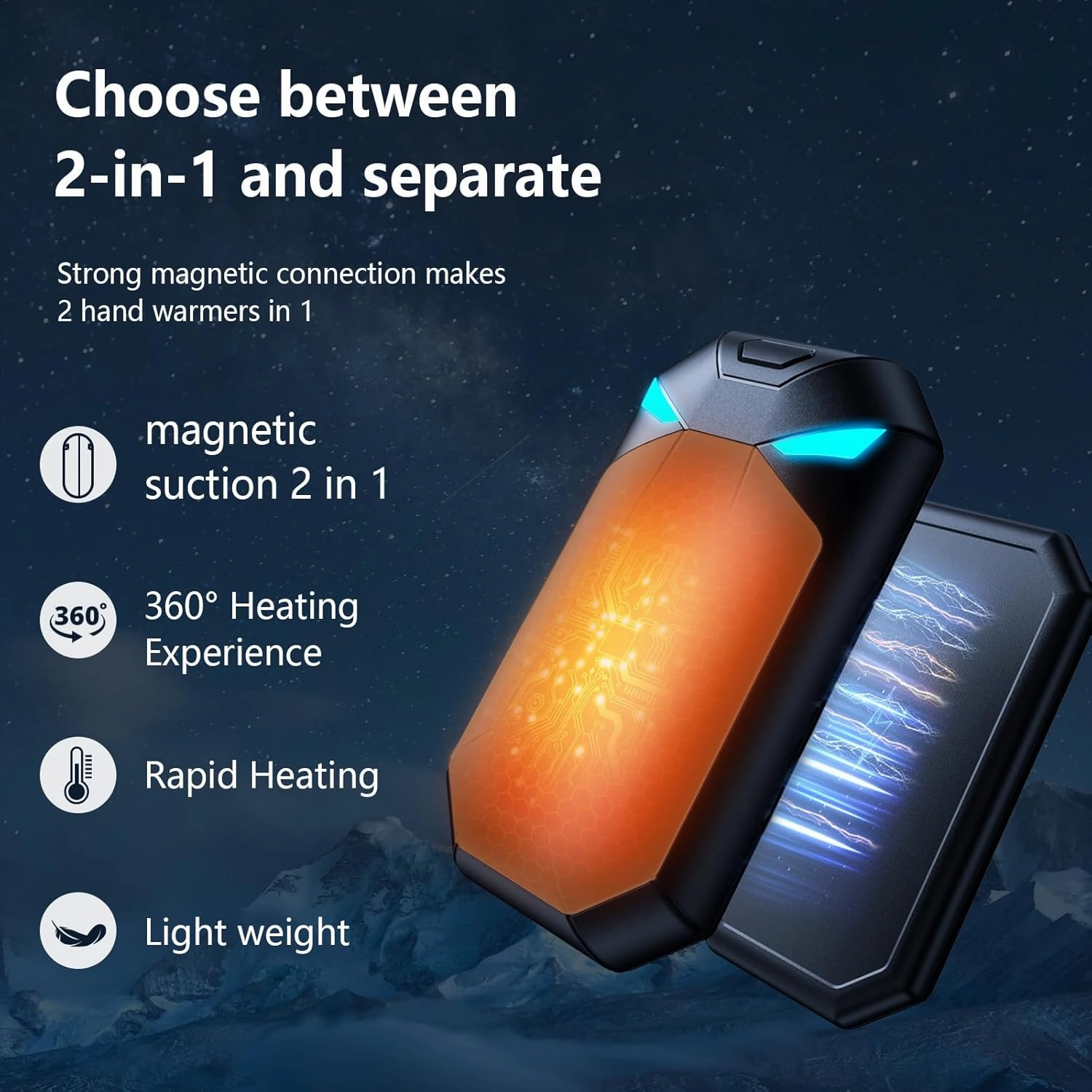 Hand Warmers Rechargeable 2 Pack,Electric Hand Warmers 6000mAh,20Hrs Long Safe Rechargeable Hand Warmer,Birthday Gifts for Men & Women, Hunting Gear,Camping Essentials,Travel Essentials