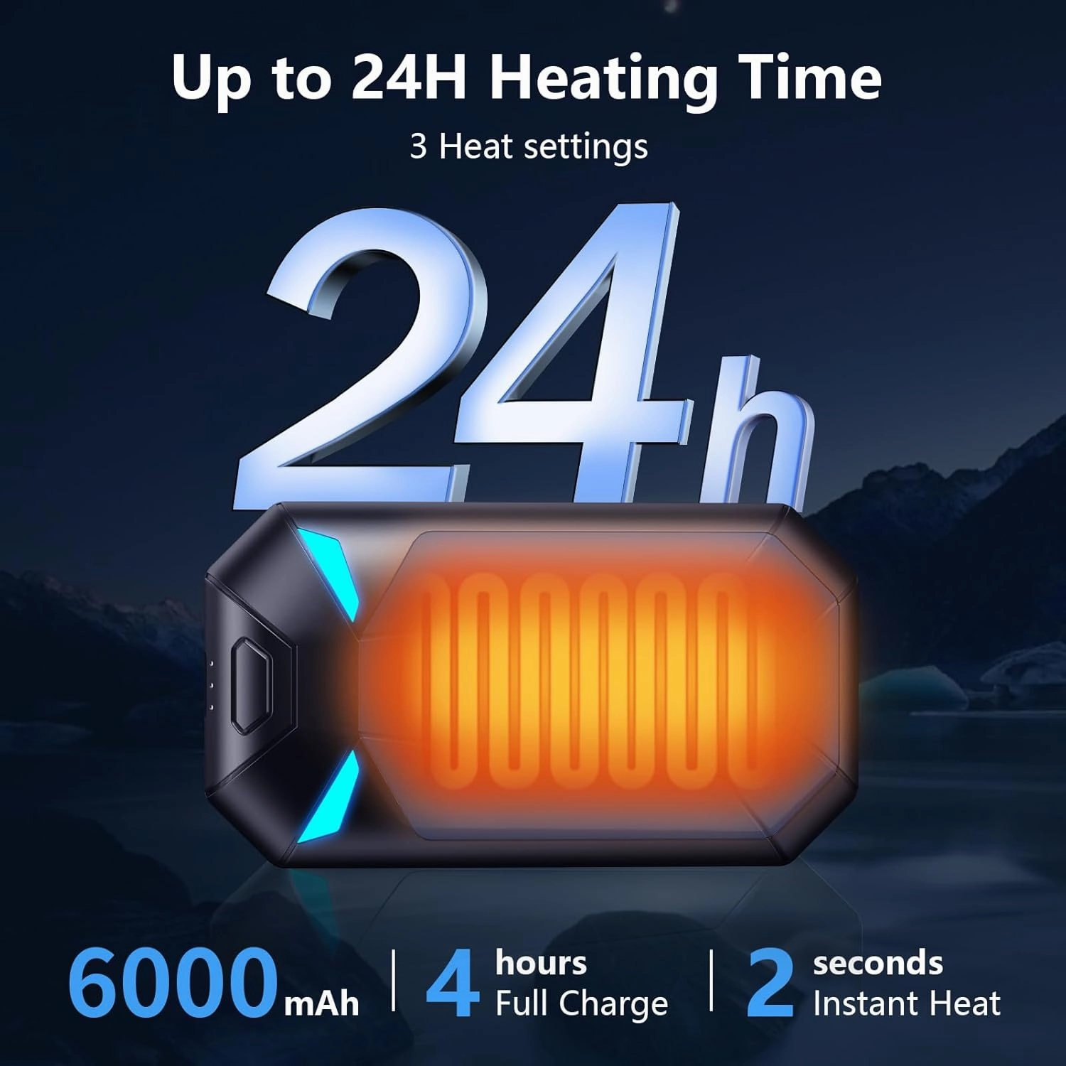 Hand Warmers Rechargeable 2 Pack,Electric Hand Warmers 6000mAh,20Hrs Long Safe Rechargeable Hand Warmer,Birthday Gifts for Men & Women, Hunting Gear,Camping Essentials,Travel Essentials