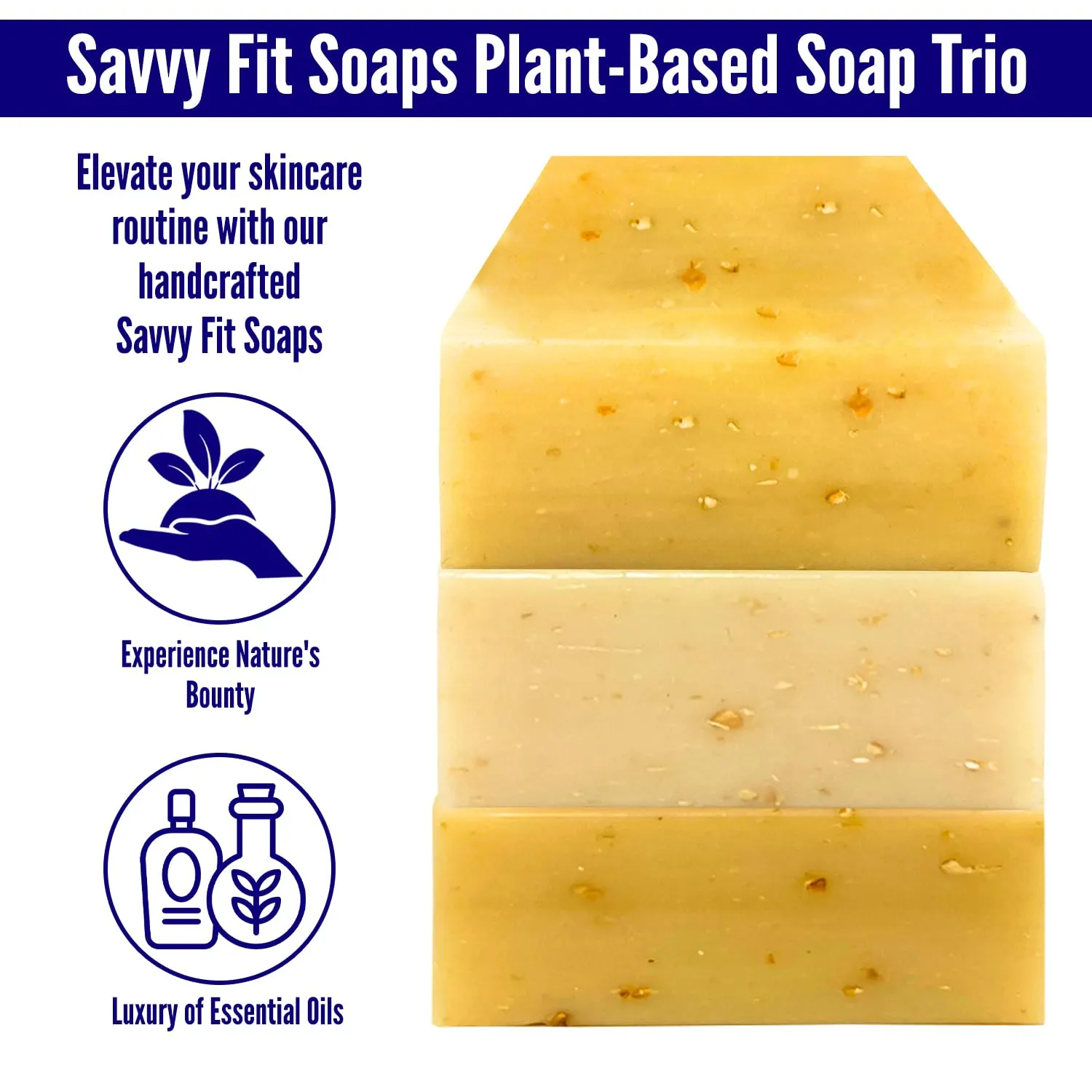 Handmade Natural Soap Bar - TOP OATMEAL BARS - MOMINTUM, FOREVER, DEFENSE Soap Bars - Plant-Based Both Body & Face - Cruelty-Free Gift for All (Pack of 3) 4.5 oz/Bar
