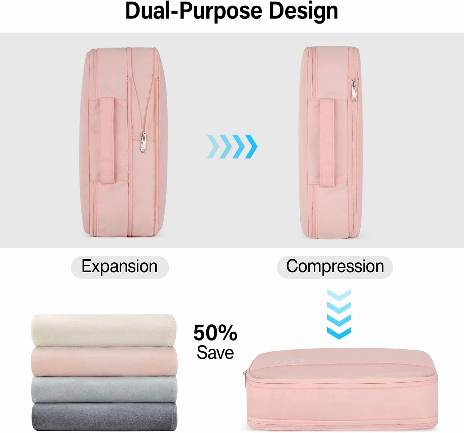 Hanke 7 Sets Packing Cubes for Travel, Travel Organizer Bags, Compressible Expandable Packing Organizers, Tear Resistant Luggage Organizer, Gifts for Women Mom