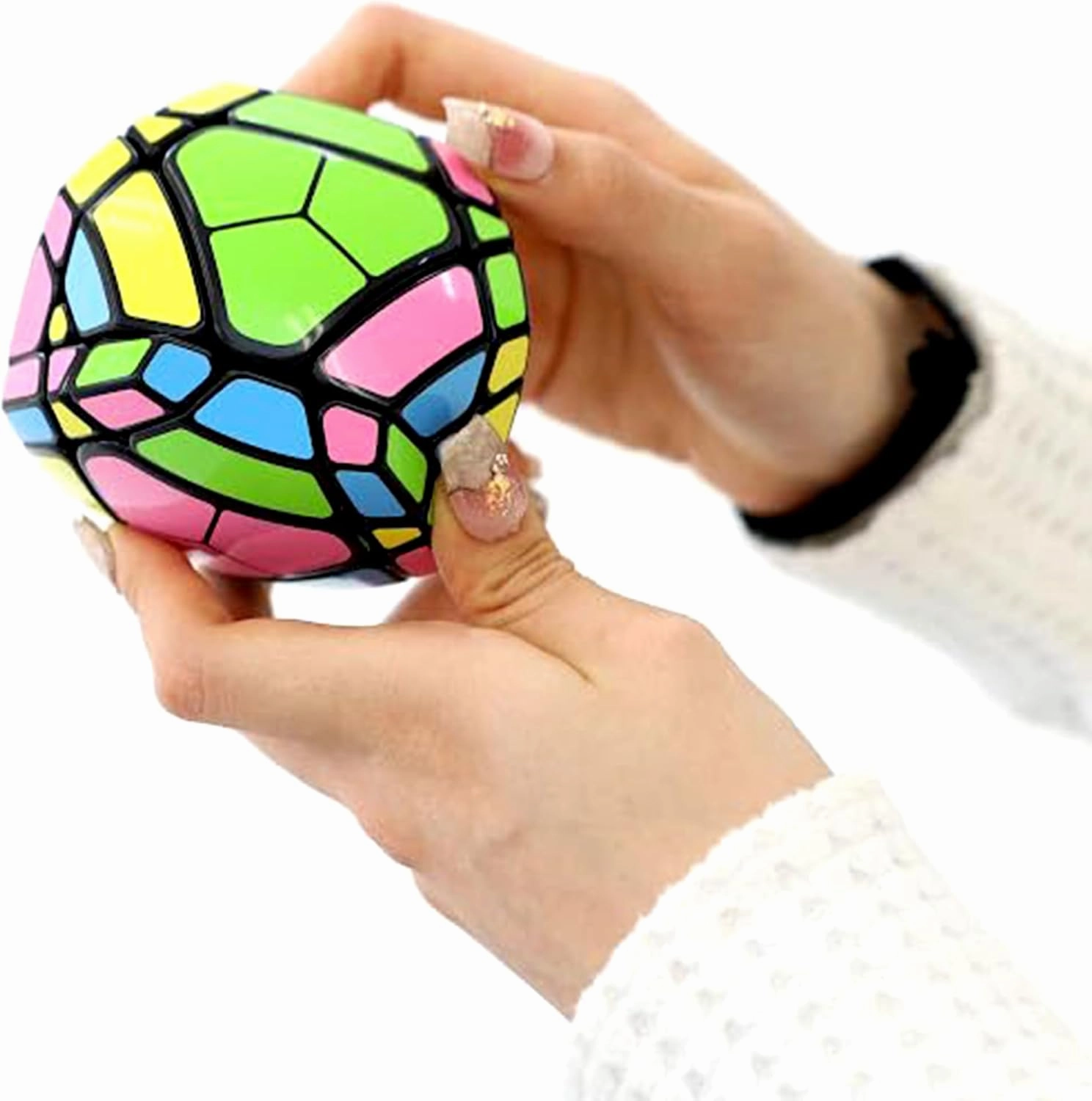 Hanoiminx - Twisty Puzzle from Vietnam - Unique Hand-Made 3D Brain Teaser, Truncated Tetrahedron Shape, Smooth Rotation, Premium Stickers, New Challenging Puzzle for Adults & Kids (White Void (Free))