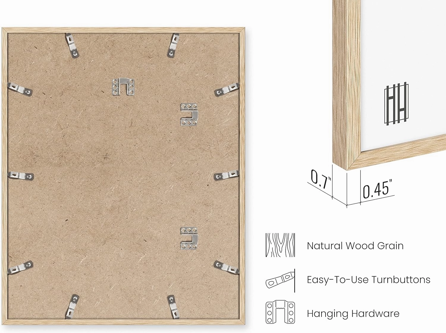 HAUS AND HUES Beige Wood Oak 16x20 Picture Frame, Set of 3 - Modern Wood Wall Art Display - Lightweight 16x20 Frame Set of 3 for Art Prints, Photos, Posters - Ready-to-Hang Vertically & Horizontally