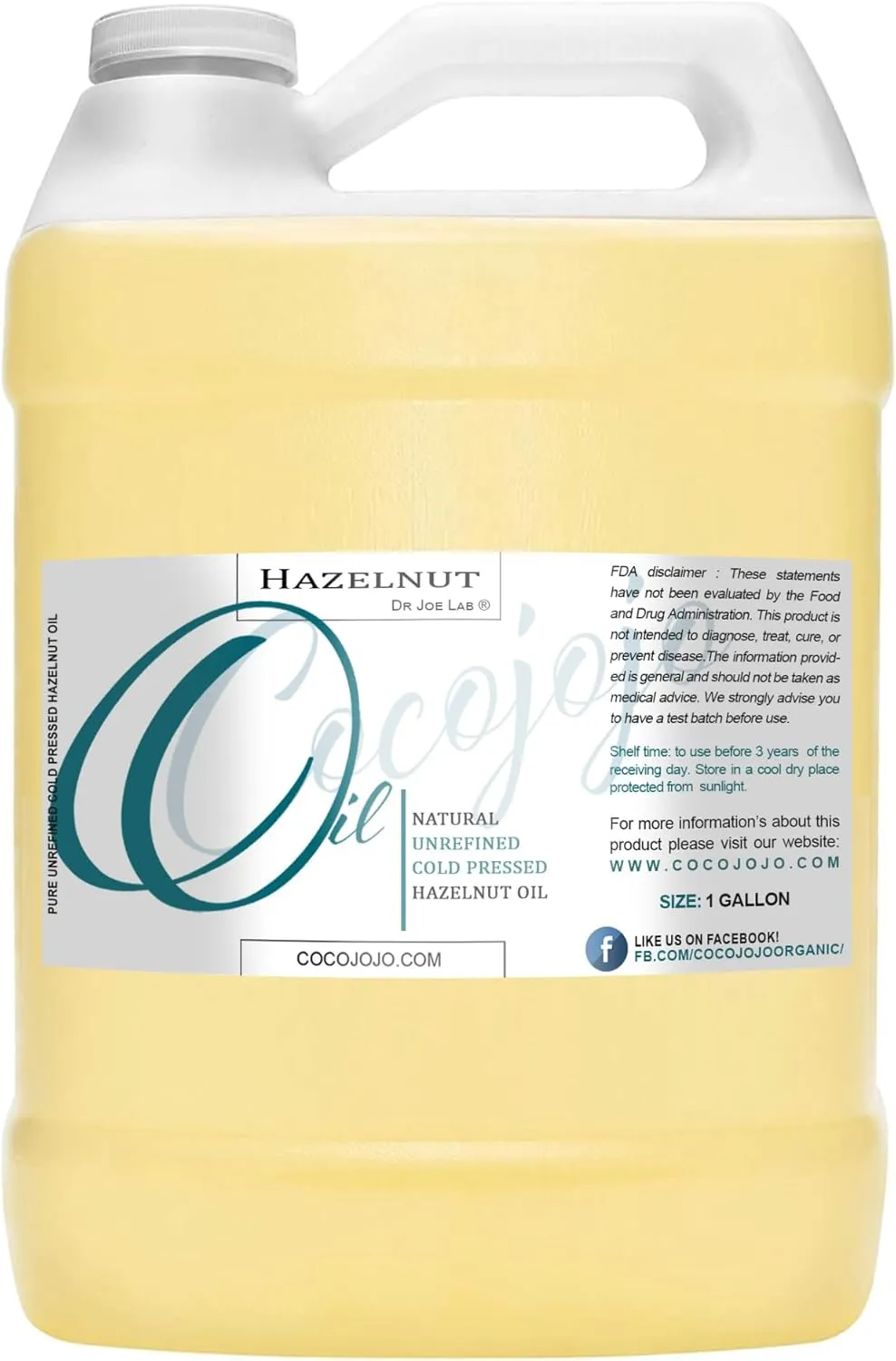 Hazelnut Oil Pure & All Natural Unrefined Cold Pressed for Hair Skin Hydrating Moisturizing by COCOJOJO – 128 oz / 1 Gallon