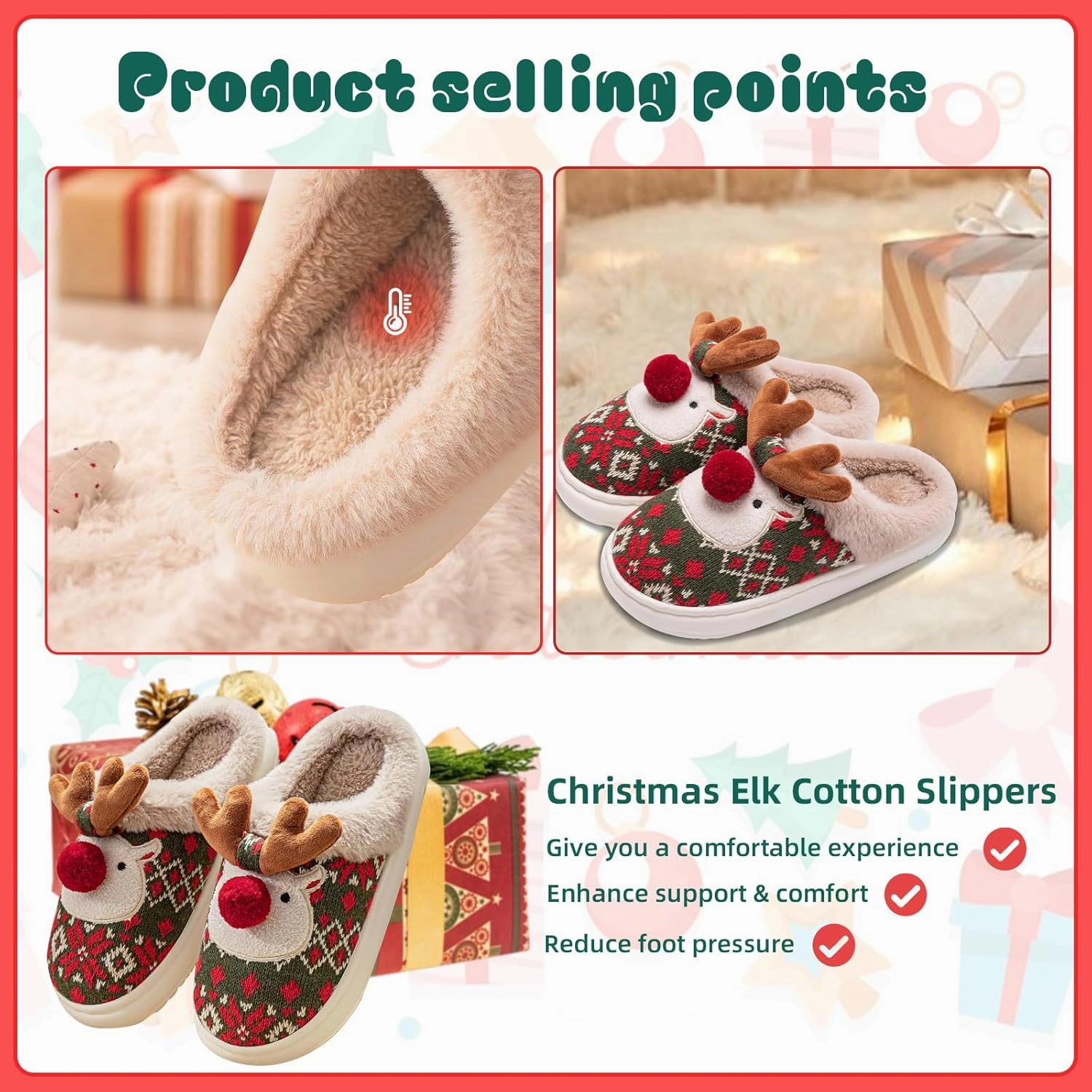 Heart Love Slippers - Women's Fuzzy Plush Memory Foam Indoor House Winter Shoes - Valentine Gifts