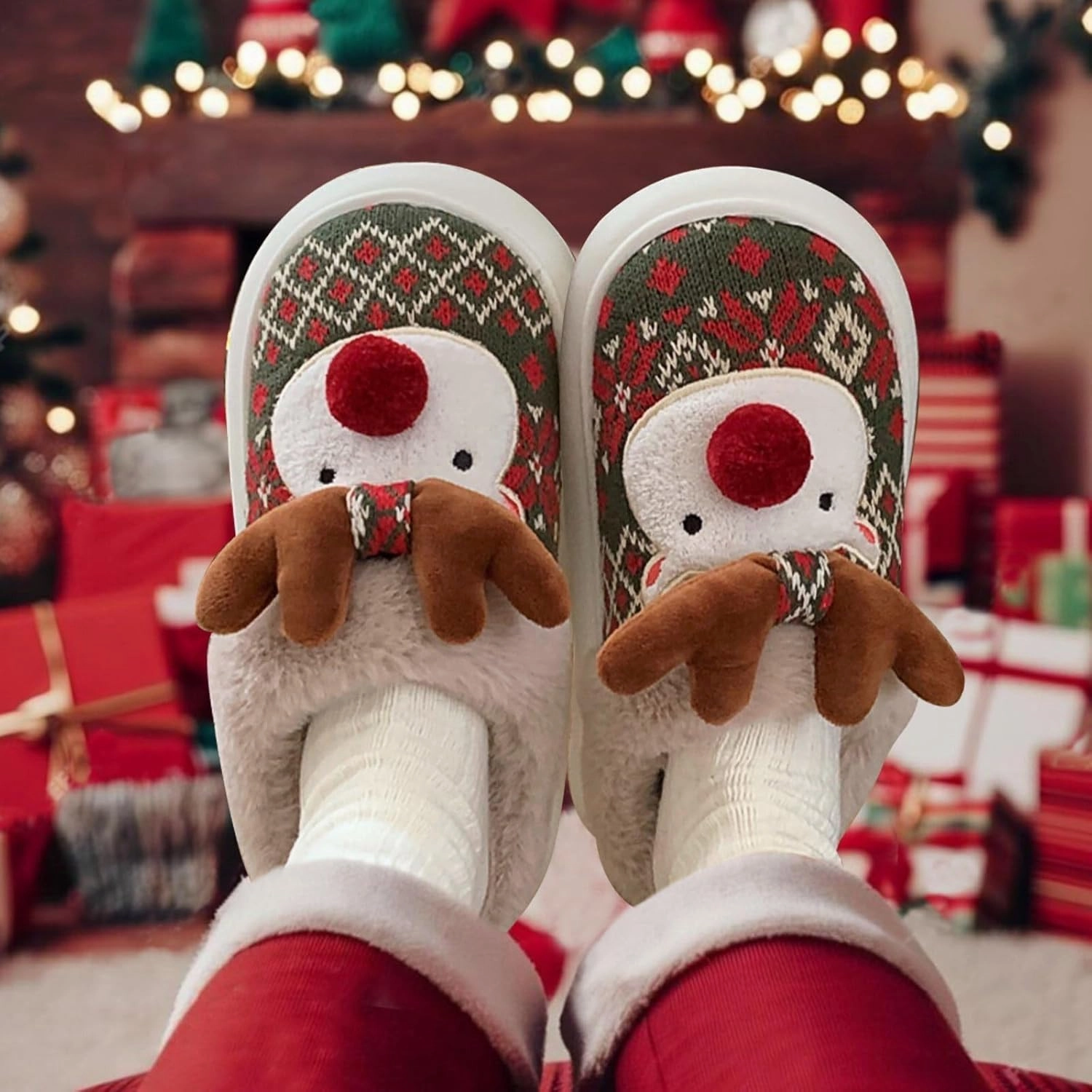 Heart Love Slippers - Women's Fuzzy Plush Memory Foam Indoor House Winter Shoes - Valentine Gifts