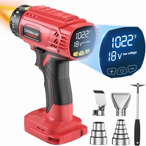 Heat Gun for Milwaukee 18V Battery: 350W Cordless Battery Powered Heat Gun 122℉~1022℉ (50℃~550℃) - 18V Variable Temperature Control w/LED Digital Display for Shrink Tubing, Vinyl Wrap