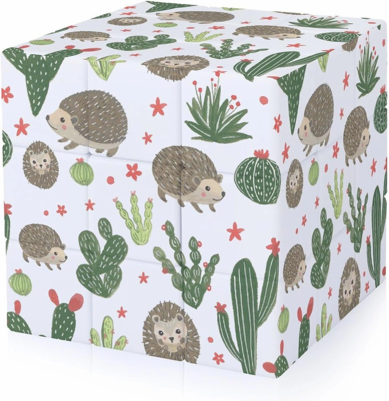 Hedgehog and Cactus Funny 3x3x3 Cube Smooth Lightweight Puzzle for Adult Graphic Printing Travel