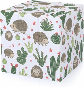 Hedgehog and Cactus Funny 3x3x3 Cube Smooth Lightweight Puzzle for Adult Graphic Printing Travel
