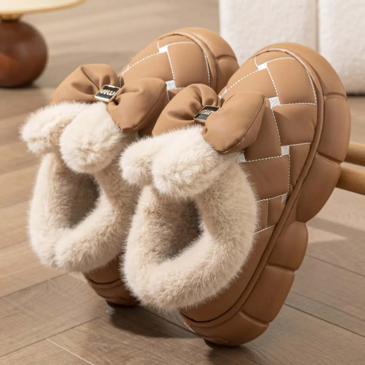 Height Increase Slippers for Women Bunny Ears Animal Rabbit Fuzzy Fluffy Boosting Anti Slip For Indoor Women Girls Pantuflas Para Mujer Cute Sides