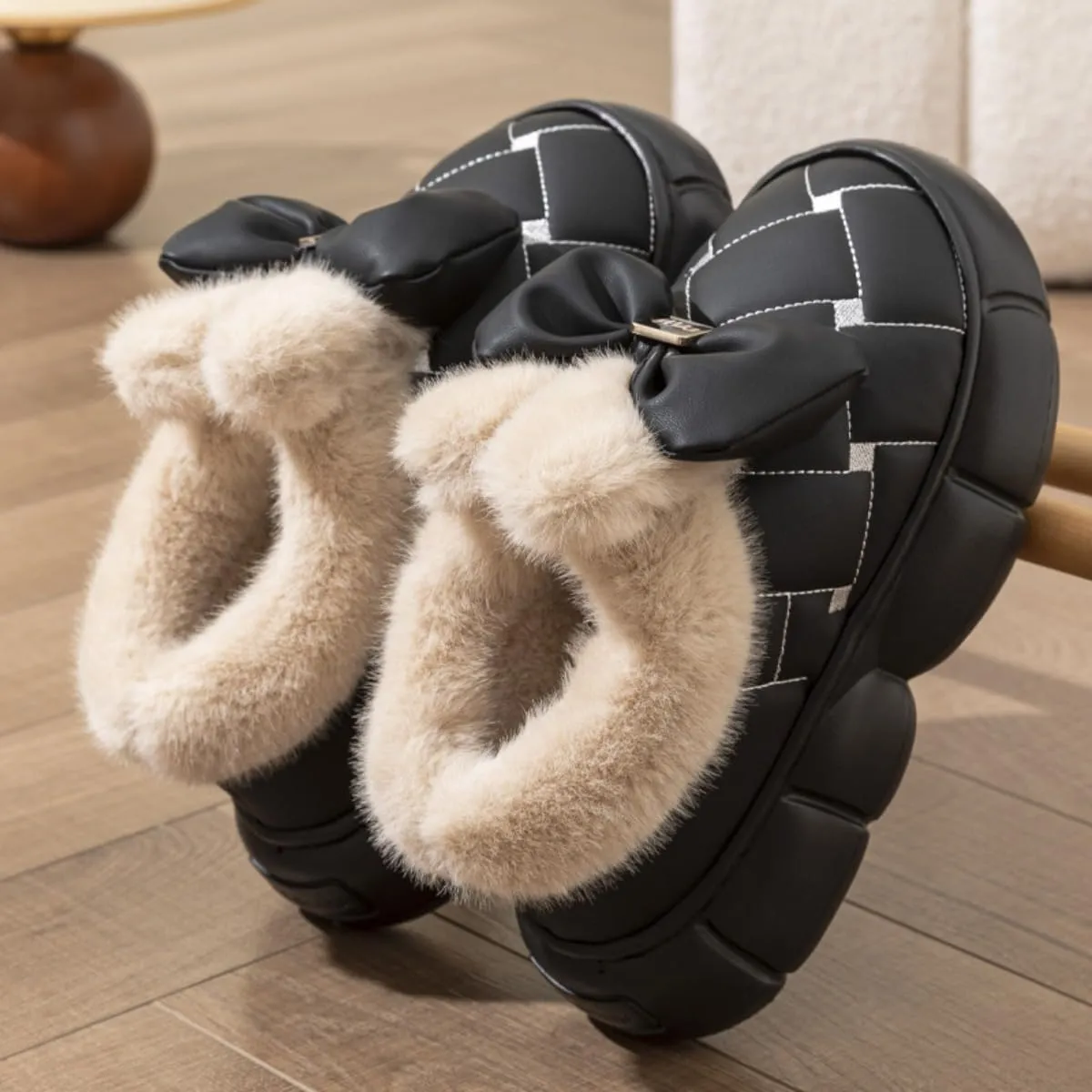 Height Increase Slippers for Women Bunny Ears Animal Rabbit Fuzzy Fluffy Boosting Anti Slip For Indoor Women Girls Pantuflas Para Mujer Cute Sides