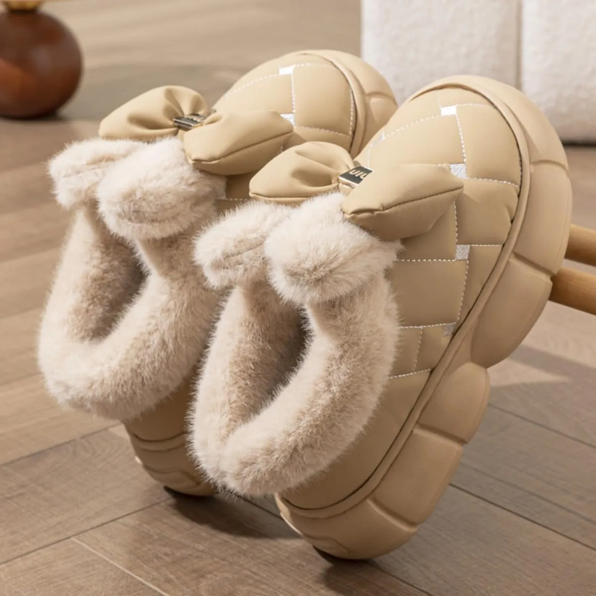 Height Increase Slippers for Women Bunny Ears Animal Rabbit Fuzzy Fluffy Boosting Anti Slip For Indoor Women Girls Pantuflas Para Mujer Cute Sides