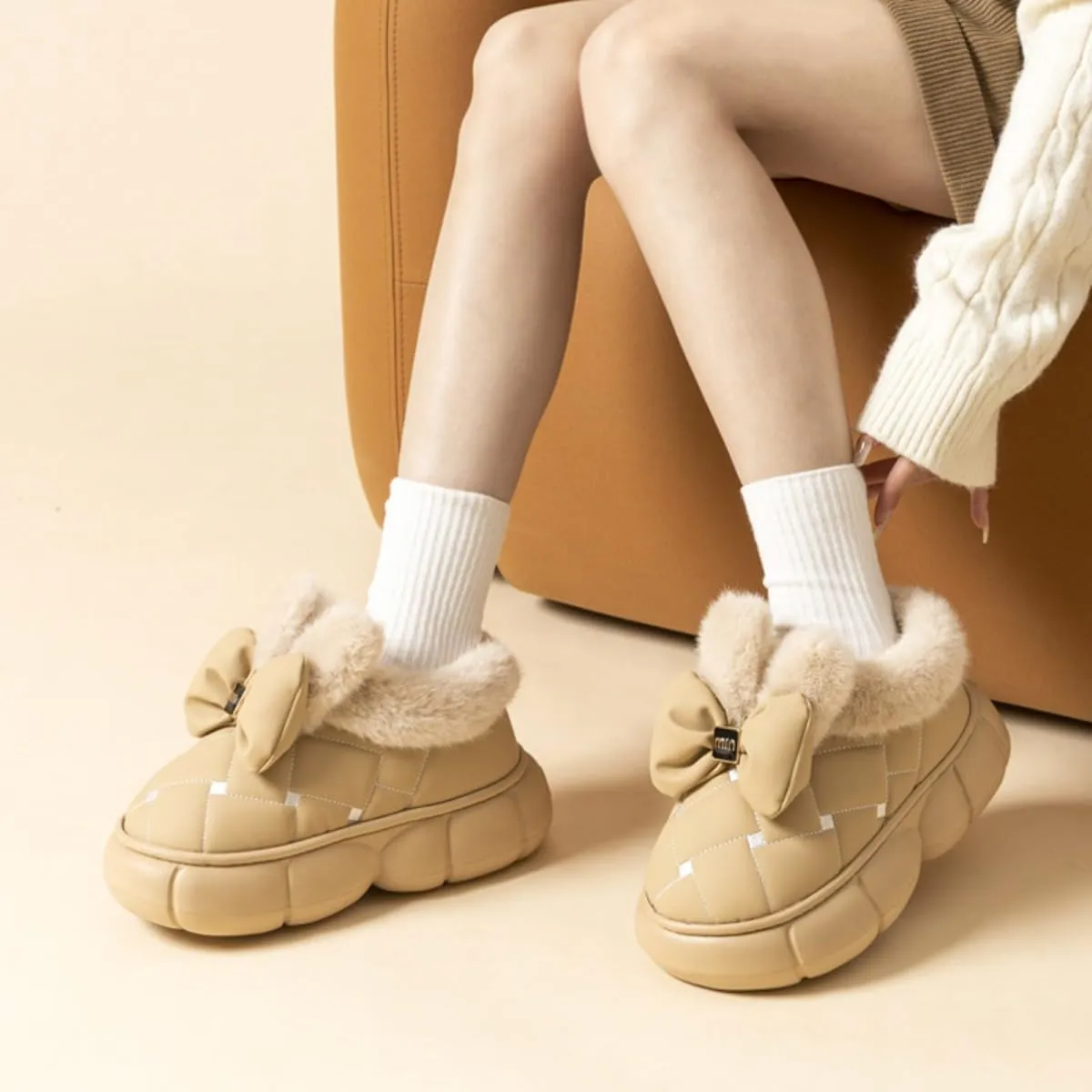 Height Increase Slippers for Women Bunny Ears Animal Rabbit Fuzzy Fluffy Boosting Anti Slip For Indoor Women Girls Pantuflas Para Mujer Cute Sides