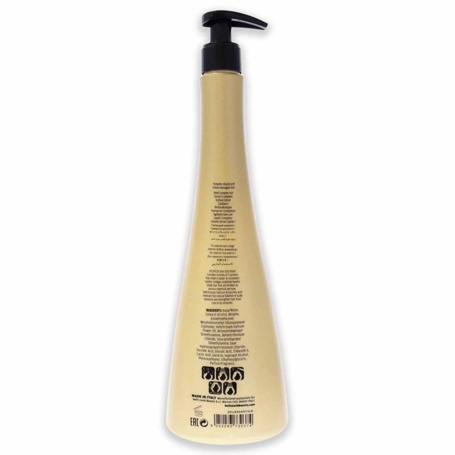 Heli's Gold Heliplex One Step Hair Serum - Bond Complex Treatment For Maintenance And Regrowth - Intensive, Nourishing Repair For Damaged, Split Strands - Sun And Thermal Heat Protectant - 16.9 Oz