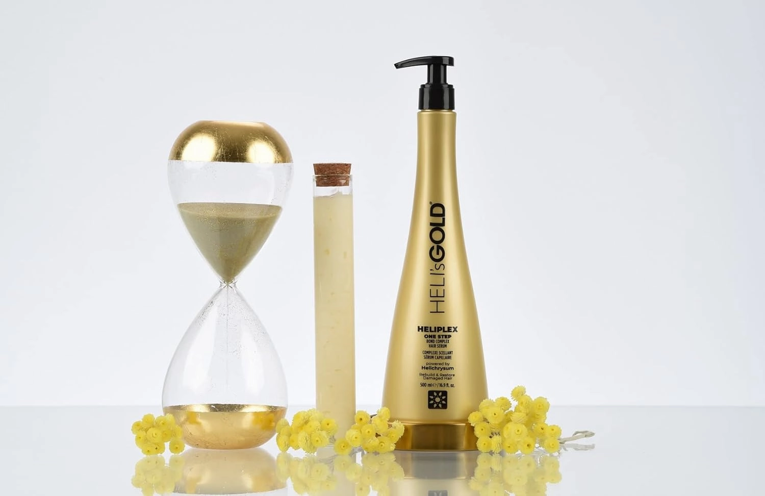 Heli's Gold Heliplex One Step Hair Serum - Bond Complex Treatment For Maintenance And Regrowth - Intensive, Nourishing Repair For Damaged, Split Strands - Sun And Thermal Heat Protectant - 16.9 Oz