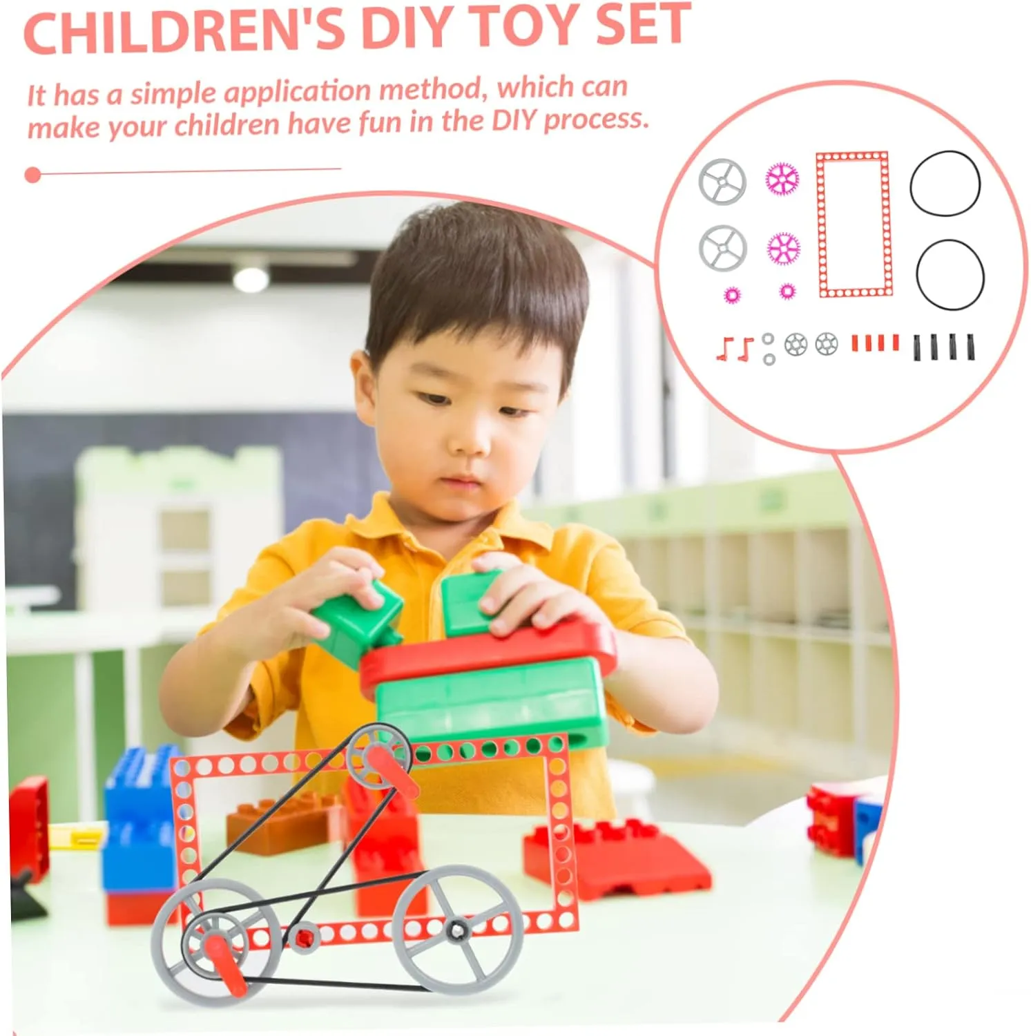 Hemoton 2sets Boy Girl's Educational Gear Pulley Kit Model for Bike Rotation Principle Science Experiment Playset Toy for Boys and Girls