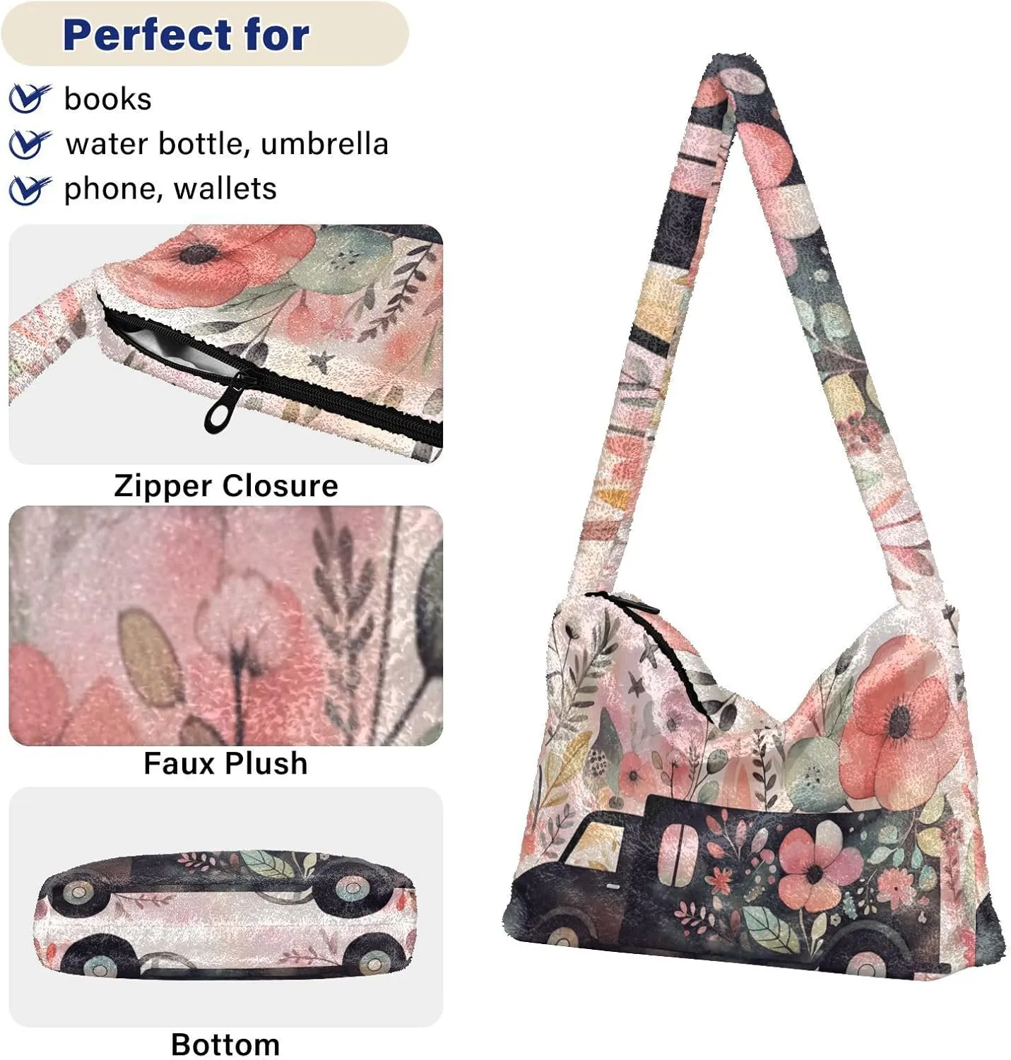 Hercules Puppy Lifting Weights Plush Shoulder Bag, Purse Handbag Shoulder Bag, Plush Tote Bag Women