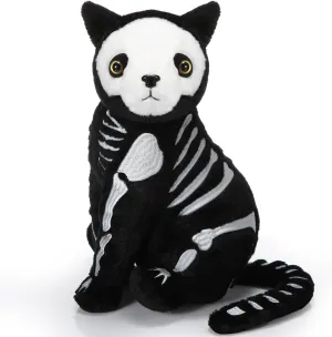 Hiboom Skeleton Black Cat Stuffed Animal 13 Inch Soft Plush Black Kitten Stuffed Animal Nightmare Catnap Plush for Halloween Day of The Dead Decor Gift Birthday Party Favors(Stylish Style)