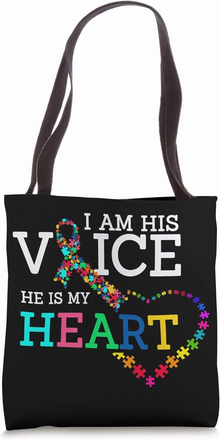 His Voice Autism Awareness Autistic Autism Moms Gift Tote Bag