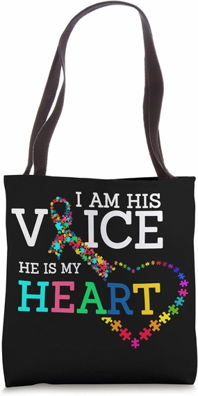 His Voice Autism Awareness Autistic Autism Moms Gift Tote Bag