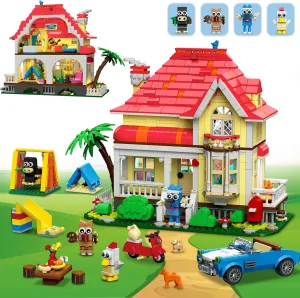 HOGOKIDS Girls House Building Set with LED Light – 1212 PCS Friends Fairy-Tale Villa Block Toy with Car, Slide, Swing & 4 Cute Animals Building Kit | Birthday Gift for Kids Girls Boys Age 6-12 