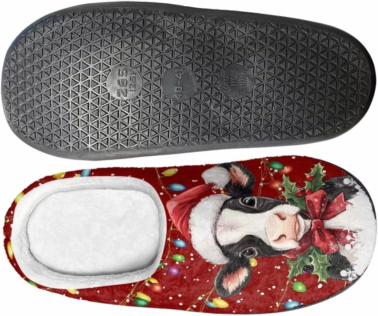 Holiday Christmas Slippers Indoor Bedroom Fluffy Warm Slippers Winter House Slippers for Women Men Soft House Shoes