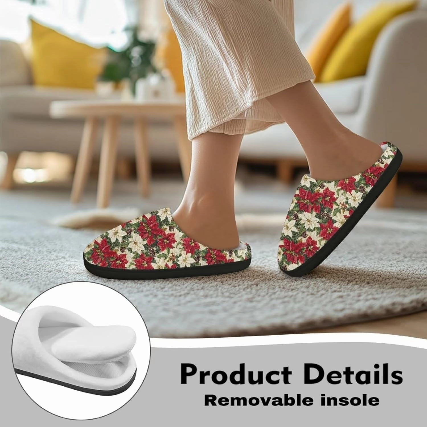 Holiday Christmas Slippers Indoor Bedroom Fluffy Warm Slippers Winter House Slippers for Women Men Soft House Shoes