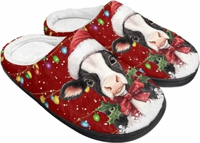 Holiday Christmas Slippers Indoor Bedroom Fluffy Warm Slippers Winter House Slippers for Women Men Soft House Shoes