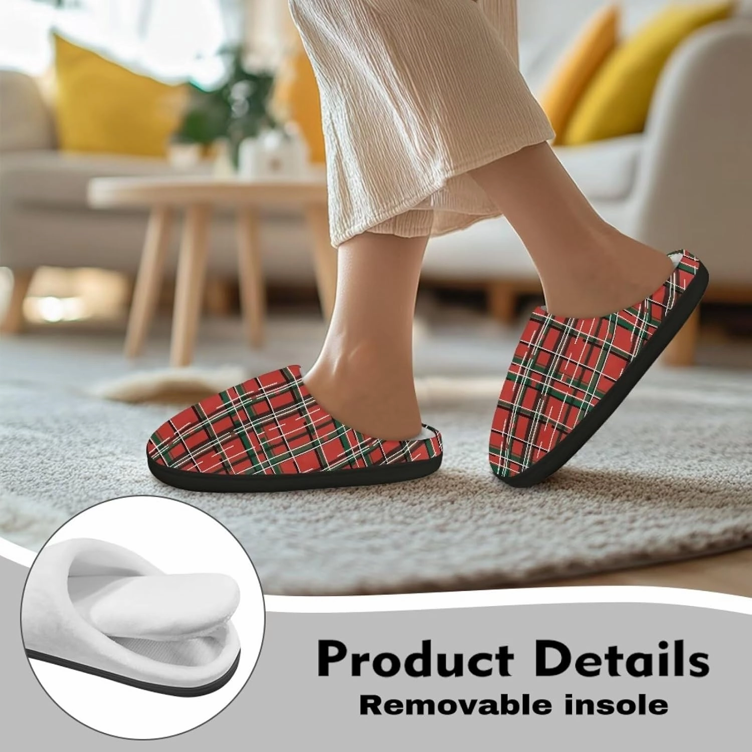Holiday Christmas Slippers Indoor Bedroom Fluffy Warm Slippers Winter House Slippers for Women Men Soft House Shoes