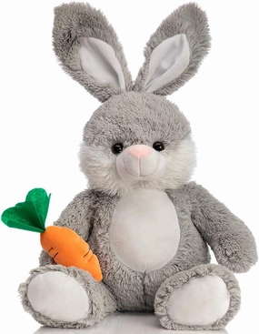 HollyHOME Easter Bunny Stuffed Animals Large Rabbit Plush with Carrot Birthday Easter Gifts for Kids 24 Inch Gray