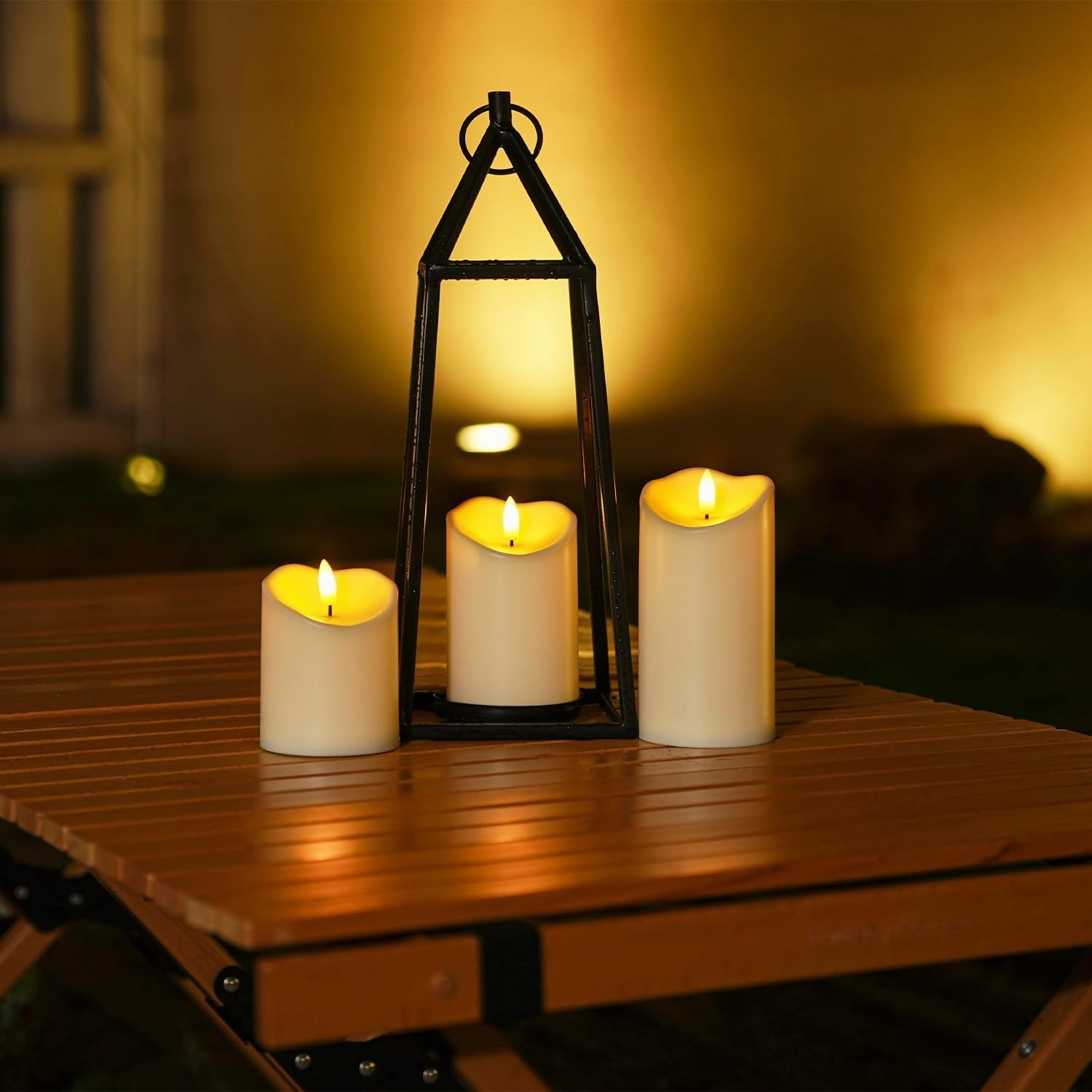 Homemory Flameless Candles, Battery Candles, LED Candles, Battery Operated Candles with Remote Timers, Electric Fake Plastic Candles, Dark Ivory, Outdoor Waterproof, Set of 3