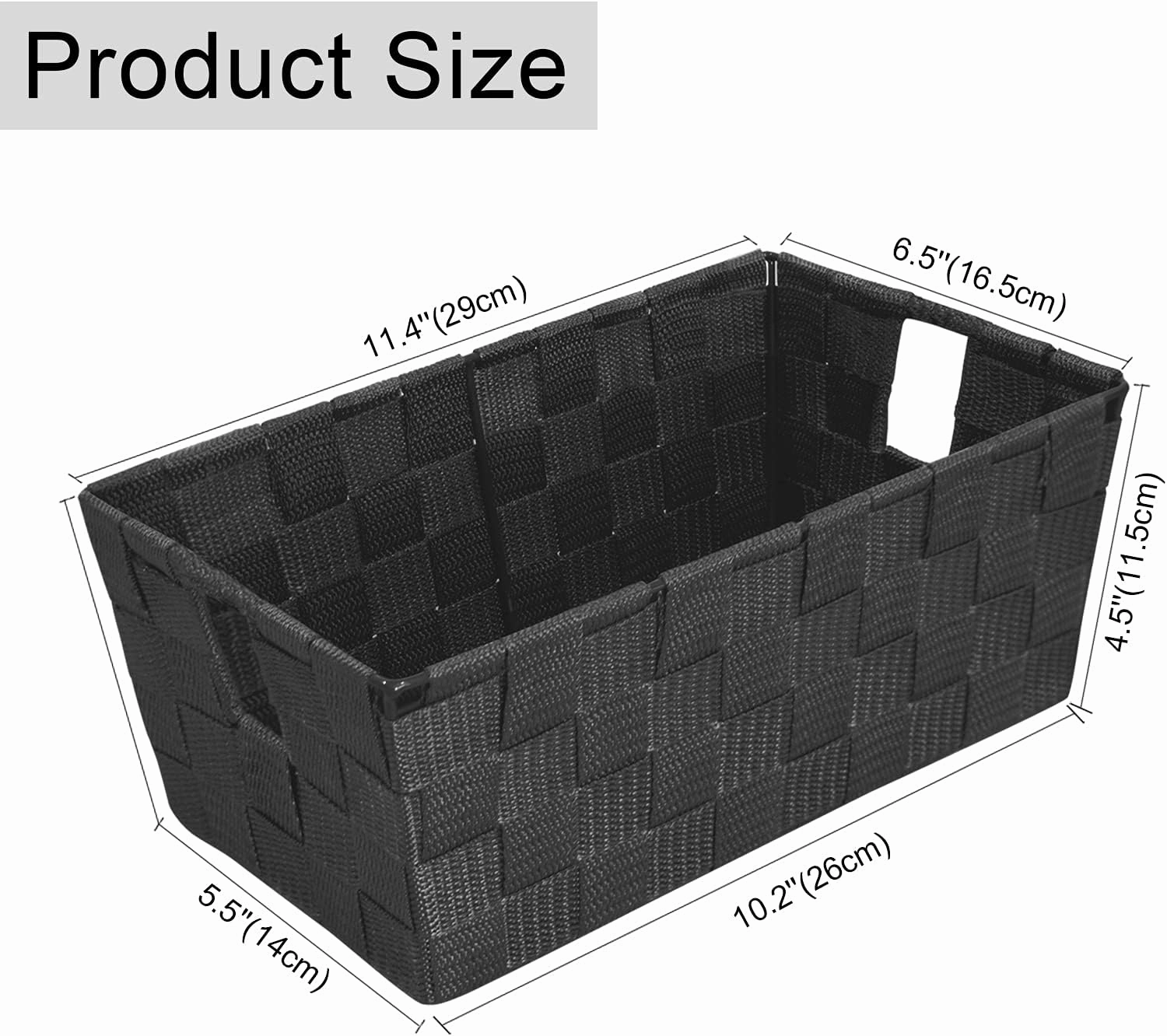 homyfort Woven Shelf Storage Tote Basket Bins Container, Storage Boxes Cube Organizer with Built-in Handles for Bedroom, Office, Closet, Clothes, Kids Room, Nursery 3pk(Grey)