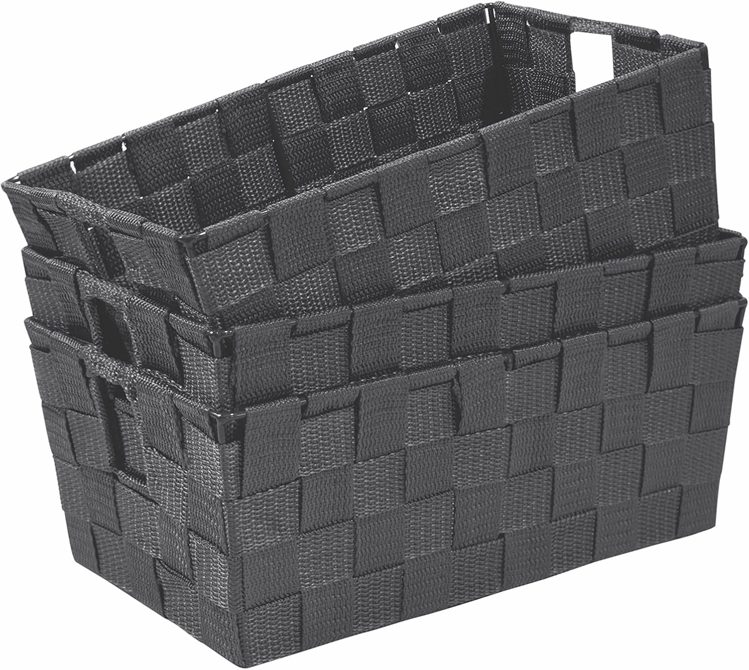 homyfort Woven Shelf Storage Tote Basket Bins Container, Storage Boxes Cube Organizer with Built-in Handles for Bedroom, Office, Closet, Clothes, Kids Room, Nursery 3pk(Grey)
