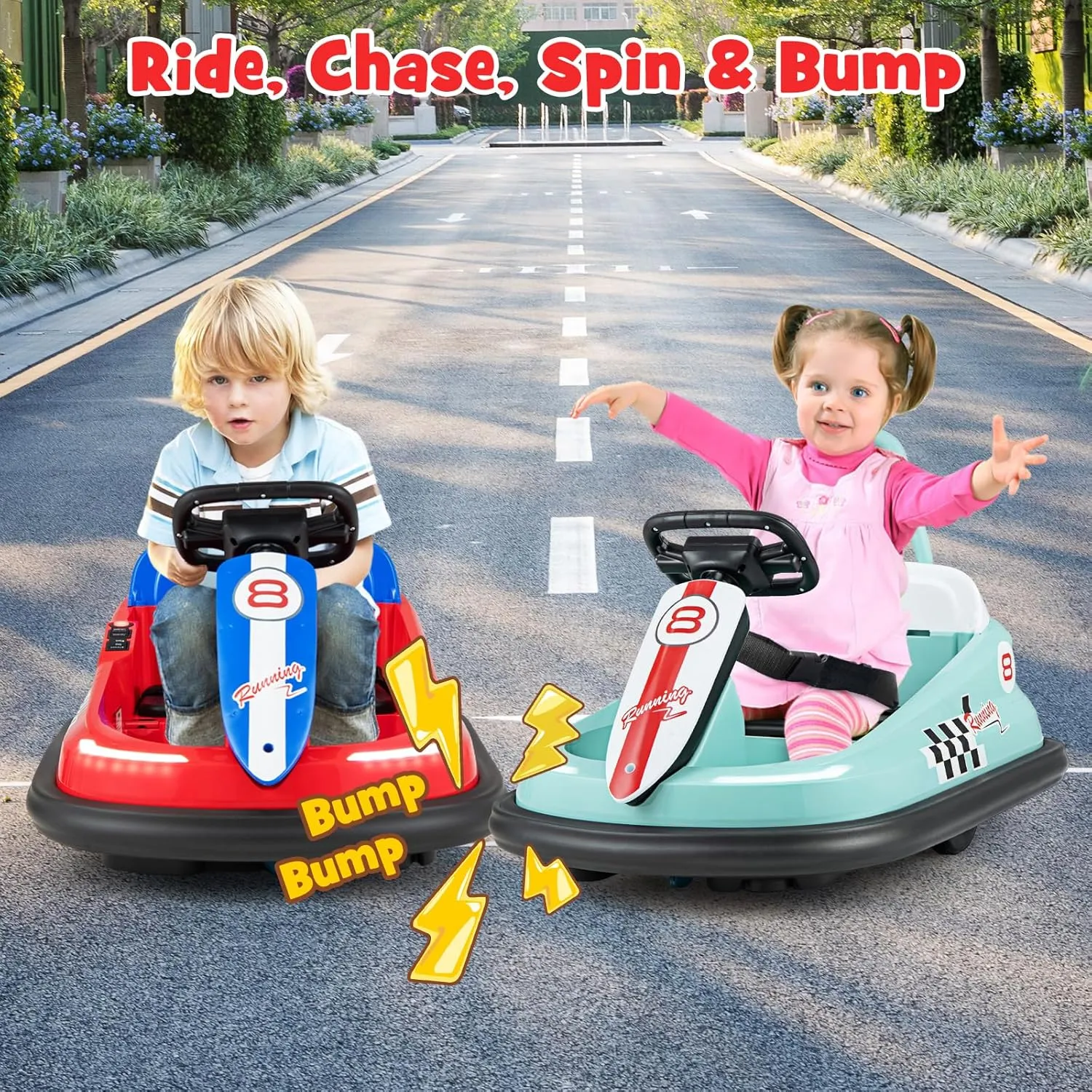 HONEY JOY Toddler Bumper Car, Battery Powered Baby Ride on Bumping Car, Steering Wheel, Light & Horn, Music, 360 Degree Spin, Electric Vehicle for Kids, 6V Ride on Toys, Gift for Boys Girls (Red)
