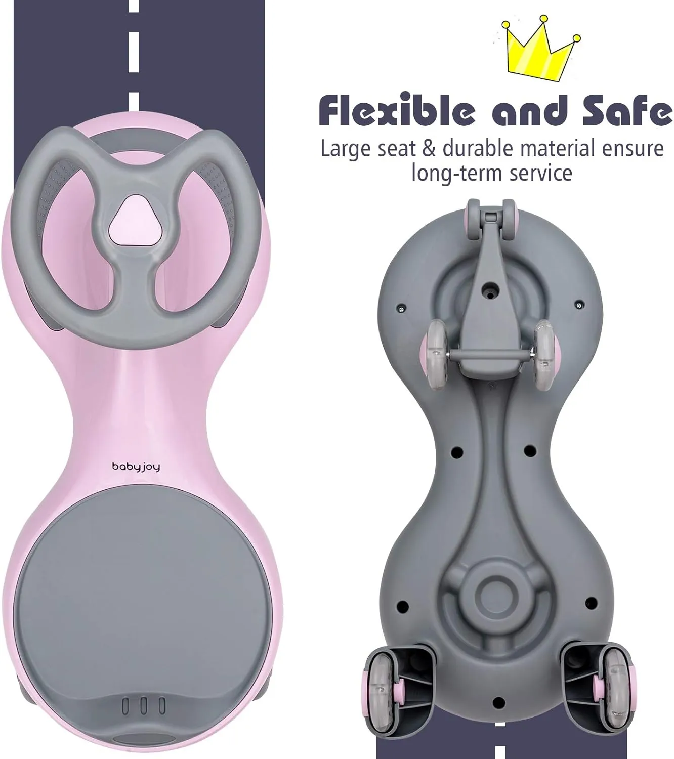 HONEY JOY Wiggle Car, 2 in 1 Swing Car for Kids, LED PU Flashing Wheels, No Batteries, Music, Gears or Pedals, Uses Twist, Turn, Ride On Toy for Toddlers Boys Girls 3 Years and Up (Pink)