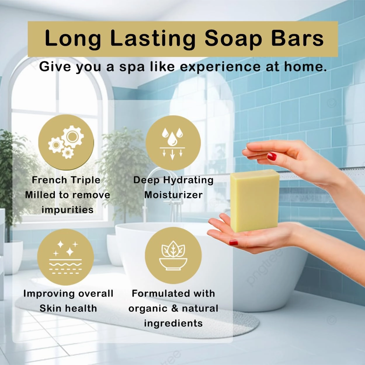Honeysuckle Scented Natural Soap Bars (5 Bars), 3.5oz Moisturizing French Triple Milled Soap Bars Enriched with Shea Butter - Pure Plant Oil Bath & Body
