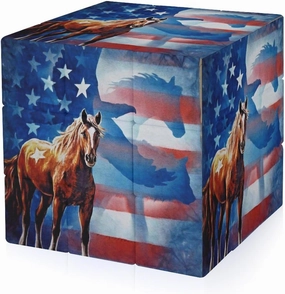 Horse Bald Eagle U.S. Flag Funny 3x3x3 Cube Smooth Lightweight Puzzle for Adult Graphic Printing Travel