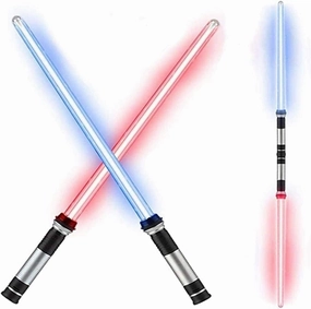 HOTBEST 2 Pack Light Saber, 2-in-1 7 Colors Changeable Dueling Light up Sabers with Sound Light, Flashing RGB LED Light Swords Smooth Swing for Kids Adults Cosplay Props