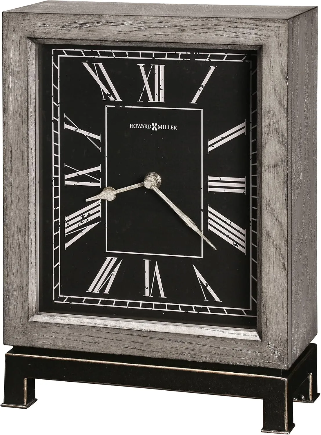 Howard Miller - Mantel Clock for Living Room, Mantle Table Clock with Quartz Movement - Classic Roman Numerals, Warm Gray Wooden Case, No Chimes, and Battery Powered - Merrick, 635-189
