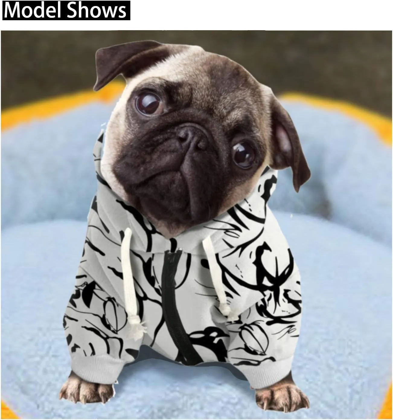 Howilath Pup Dog Hoodie, Stylish Tie-dye Black Radial Streetwear T Shirts Pet Outfits Cotton Polyester Sweatshirt with Hat - L