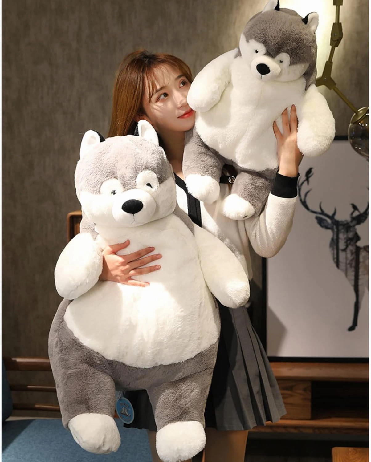 Husky Weighted Stuffed Animals, 17" 3.5 lbs Weighted Husky Dog Plush Toy Large Weighted Plush Animal Pillow Gifts for Boys and Girls