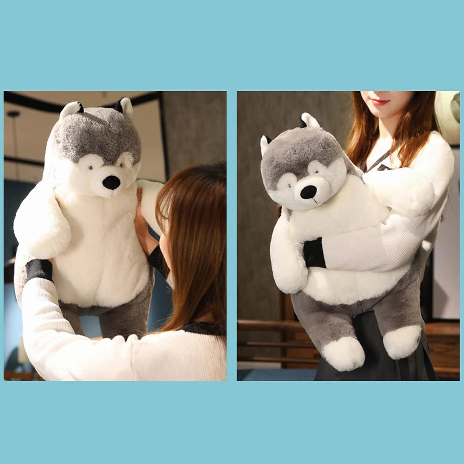 Husky Weighted Stuffed Animals, 17" 3.5 lbs Weighted Husky Dog Plush Toy Large Weighted Plush Animal Pillow Gifts for Boys and Girls