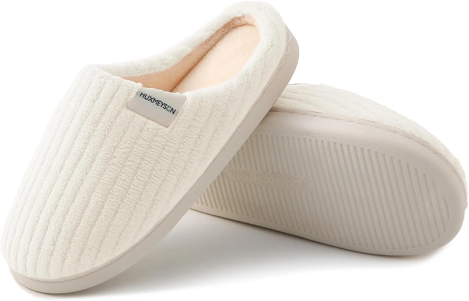 HUXMEYSON Slippers for Women, Warm Memory Foam Comfy House Slippers with Anti-Skid Rubber Sole for Indoor and Outdoor