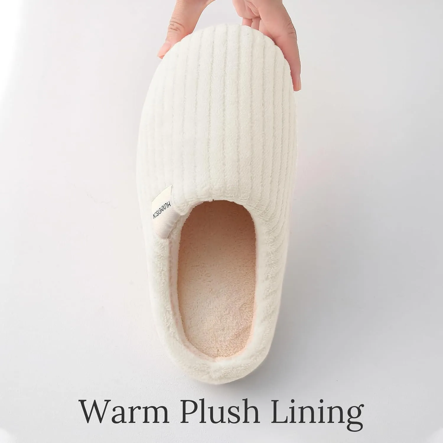 HUXMEYSON Slippers for Women, Warm Memory Foam Comfy House Slippers with Anti-Skid Rubber Sole for Indoor and Outdoor