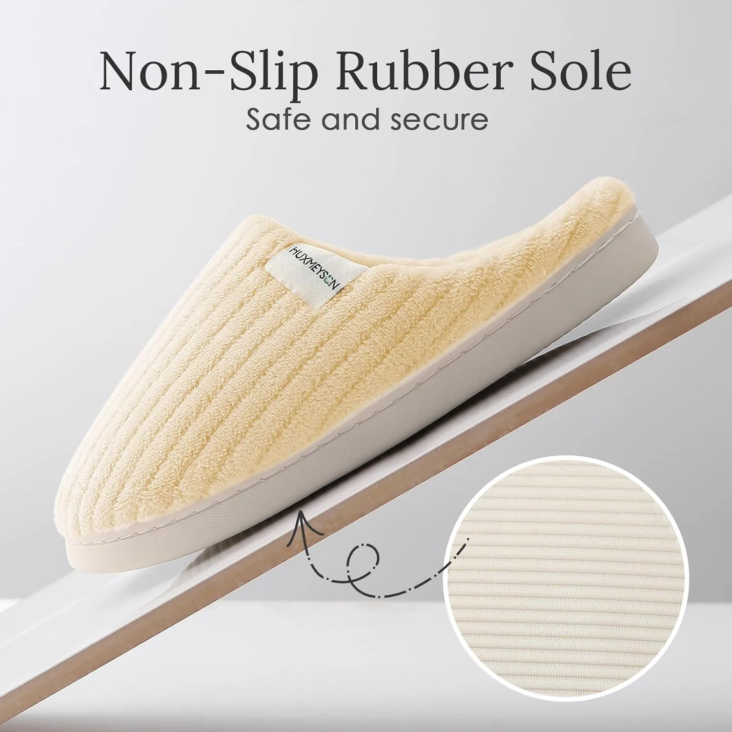 HUXMEYSON Slippers for Women, Warm Memory Foam Comfy House Slippers with Anti-Skid Rubber Sole for Indoor and Outdoor