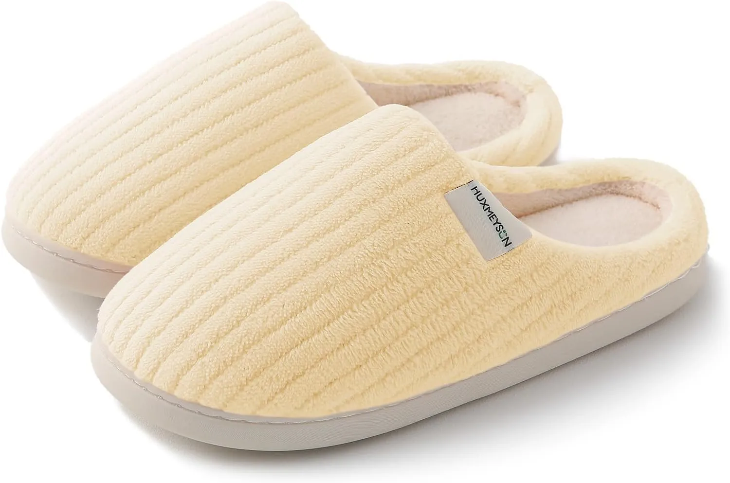 HUXMEYSON Slippers for Women, Warm Memory Foam Comfy House Slippers with Anti-Skid Rubber Sole for Indoor and Outdoor