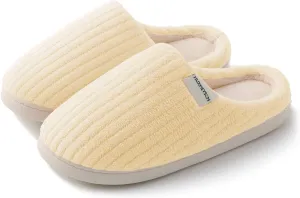 HUXMEYSON Slippers for Women, Warm Memory Foam Comfy House Slippers with Anti-Skid Rubber Sole for Indoor and Outdoor