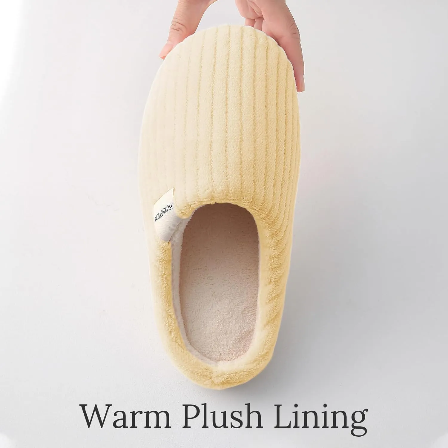 HUXMEYSON Slippers for Women, Warm Memory Foam Comfy House Slippers with Anti-Skid Rubber Sole for Indoor and Outdoor